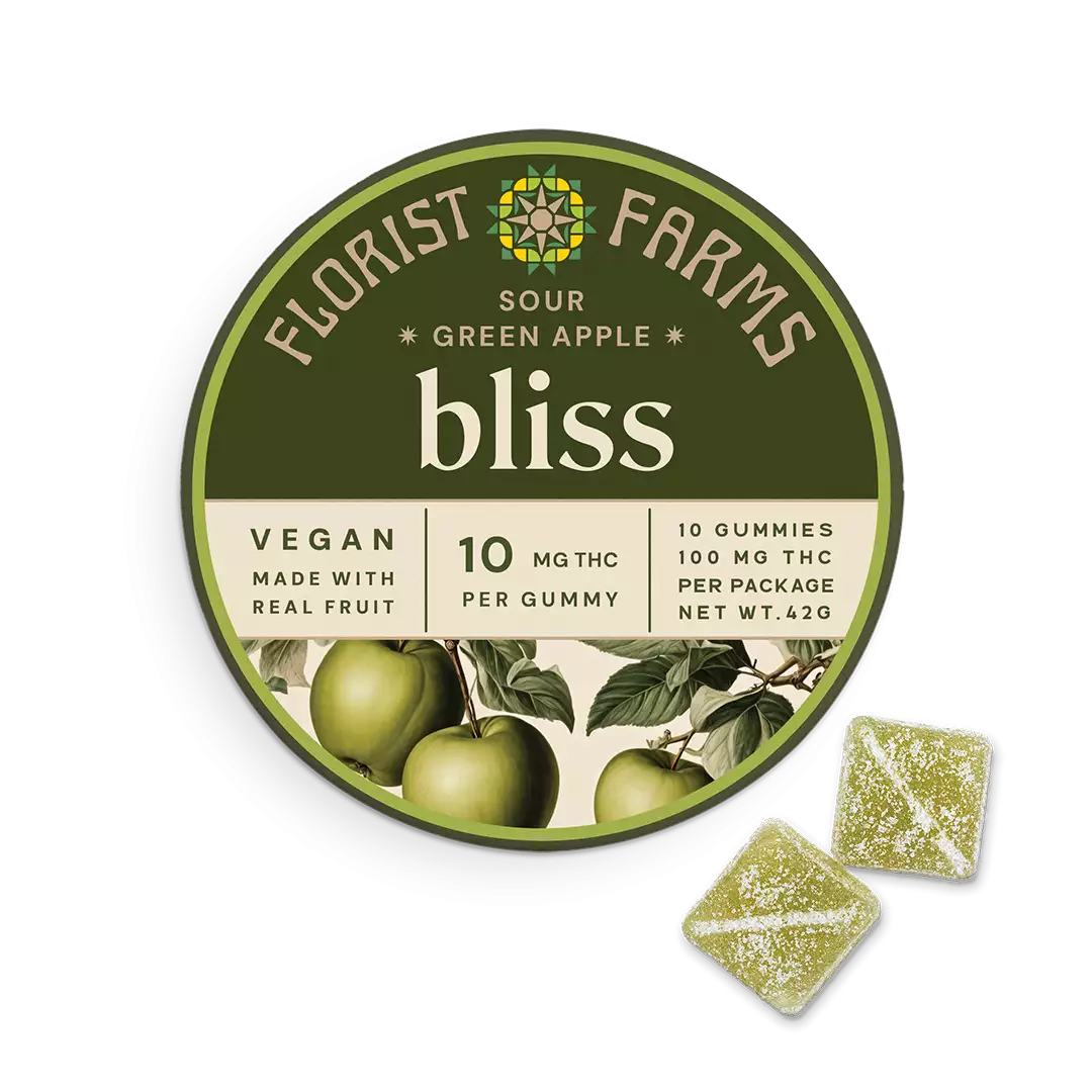 Florist Farms Bliss Sour Green Apple THC Gummies 10pk