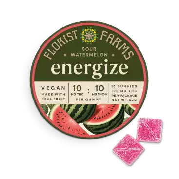 Florist Farms Energize Sour Watermelon THC:THCV Gummies 10pk