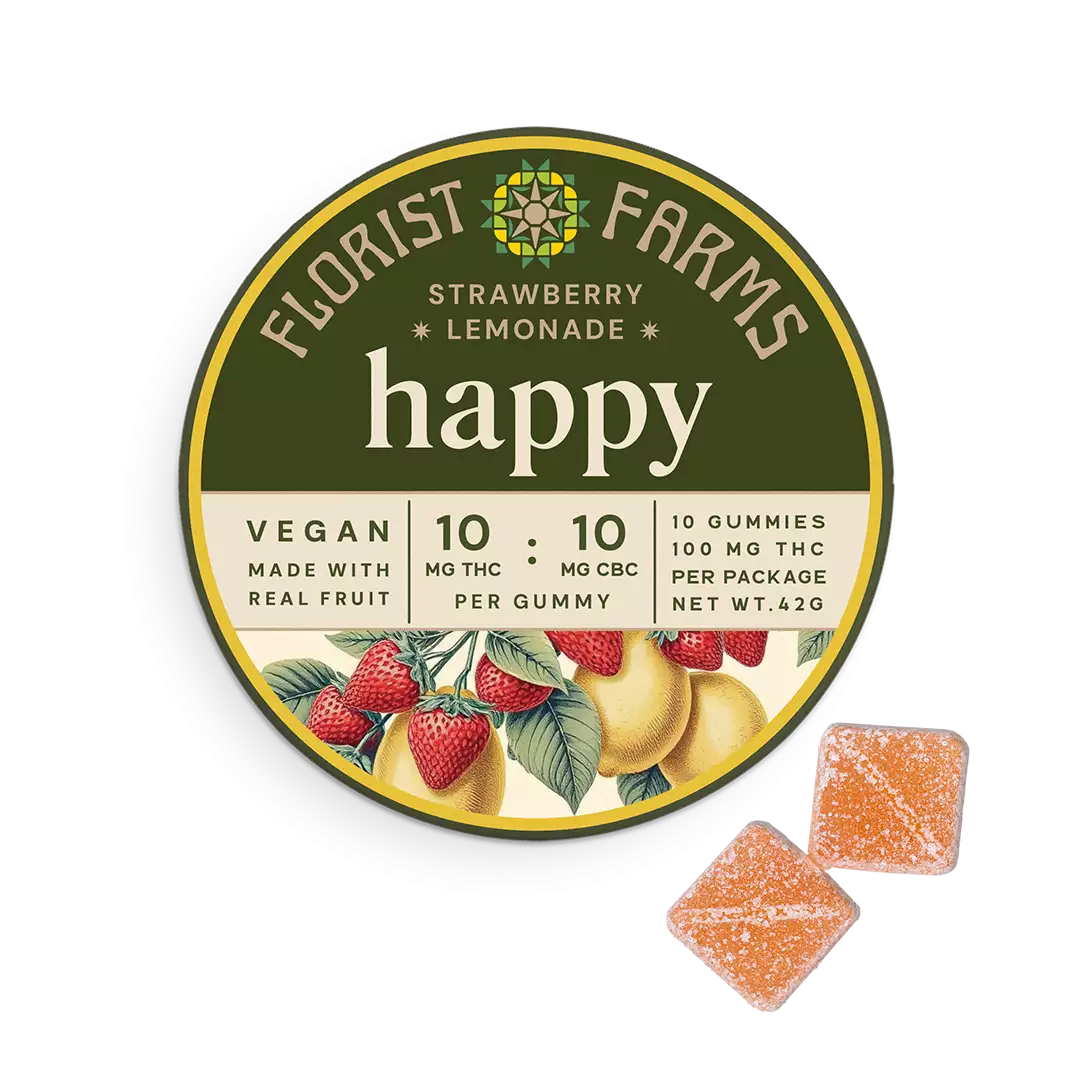 Florist Farms Happy Strawberry Lemonade THC:CBC Gummies 10pk