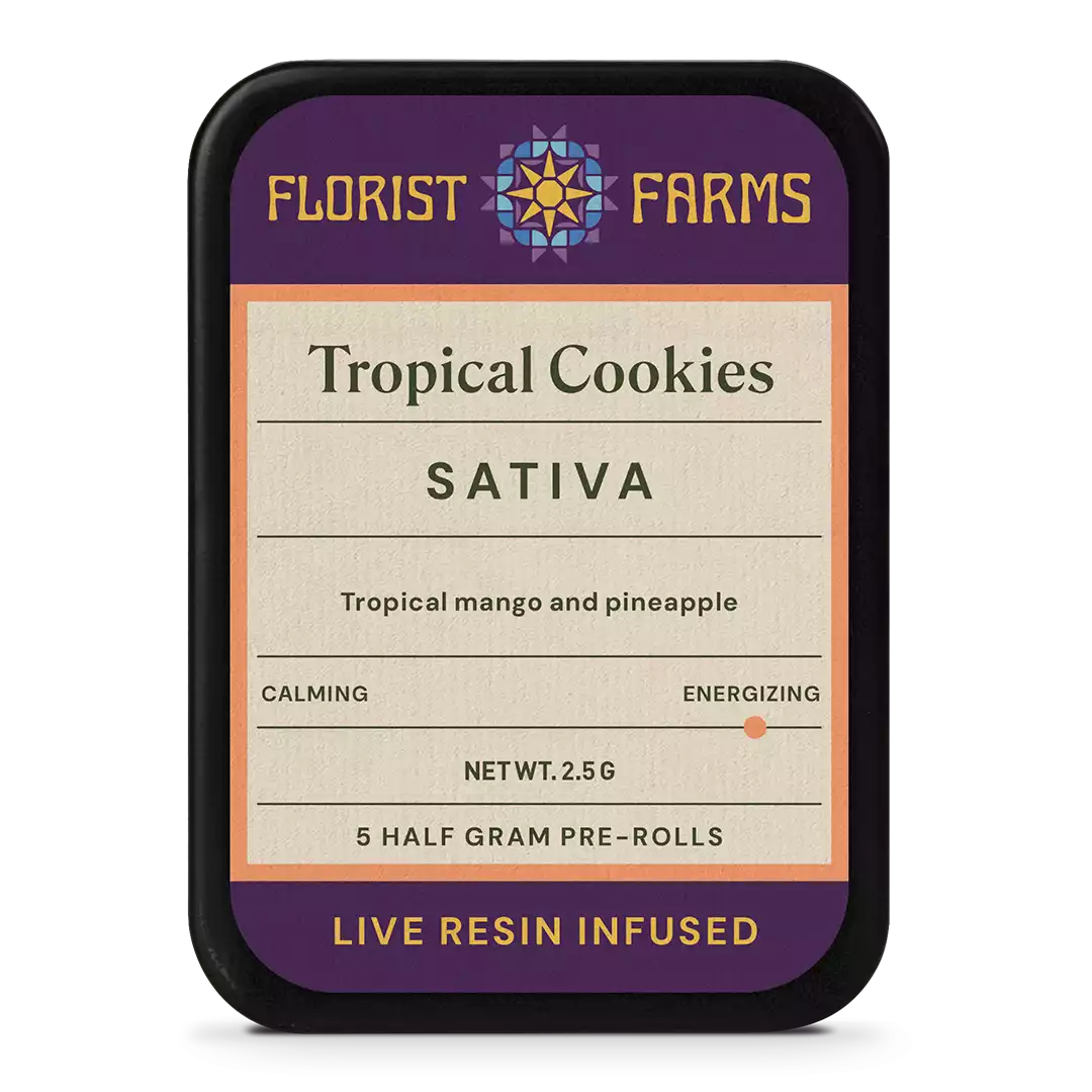 Florist Farms Live Resin Infused Tropical Cookies 1/2g Joints 5-Pack